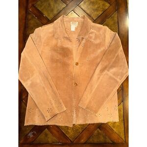 Vintage Y2K Coldwater Creek 100% Leather Jacket Eyelet‎ Details Size Medium